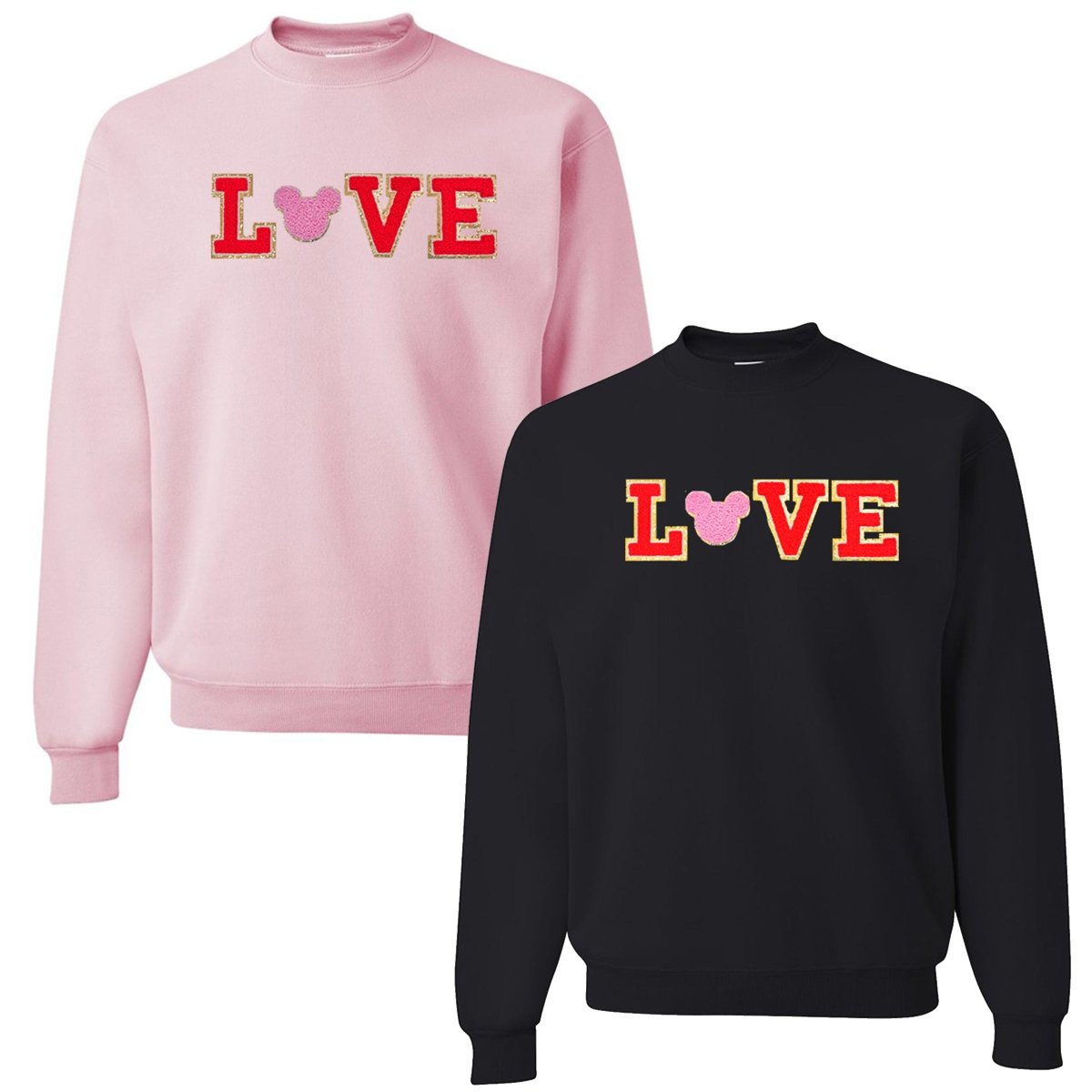 Mickey Love Letter Patch Crewneck Sweatshirt - United Monograms