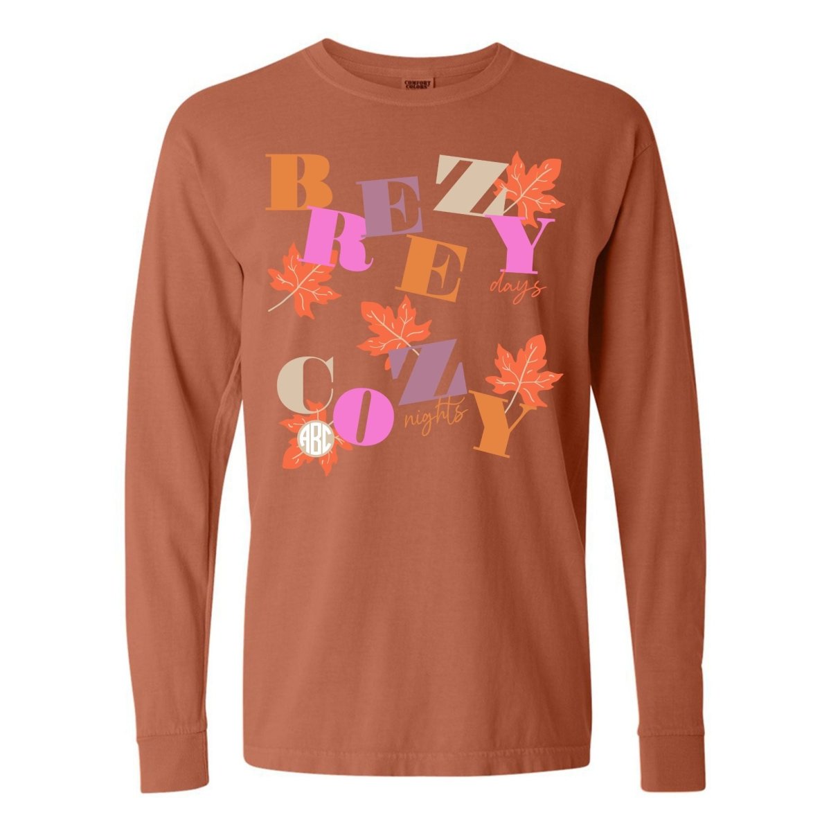 Monogramed 'Breezy Days, Cozy Nights' Long Sleeve T-Shirt - United Monograms