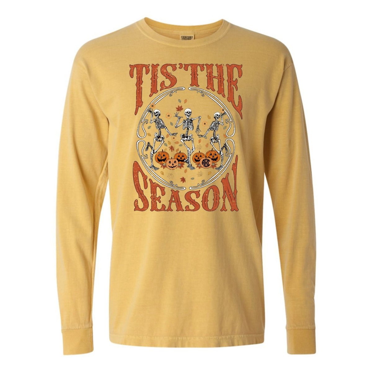 Monogramed 'Tis The Season Skeletons' Long Sleeve T-Shirt - United Monograms