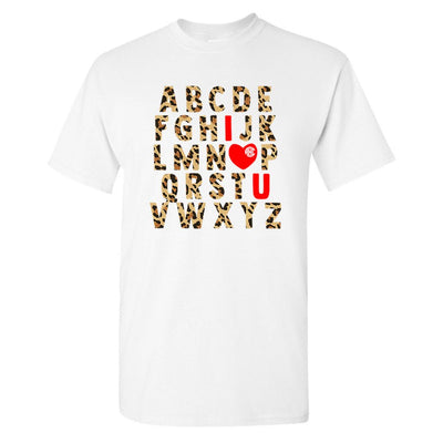 Monogrammed 'ABC Leopard Love' Basic T-Shirt - United Monograms