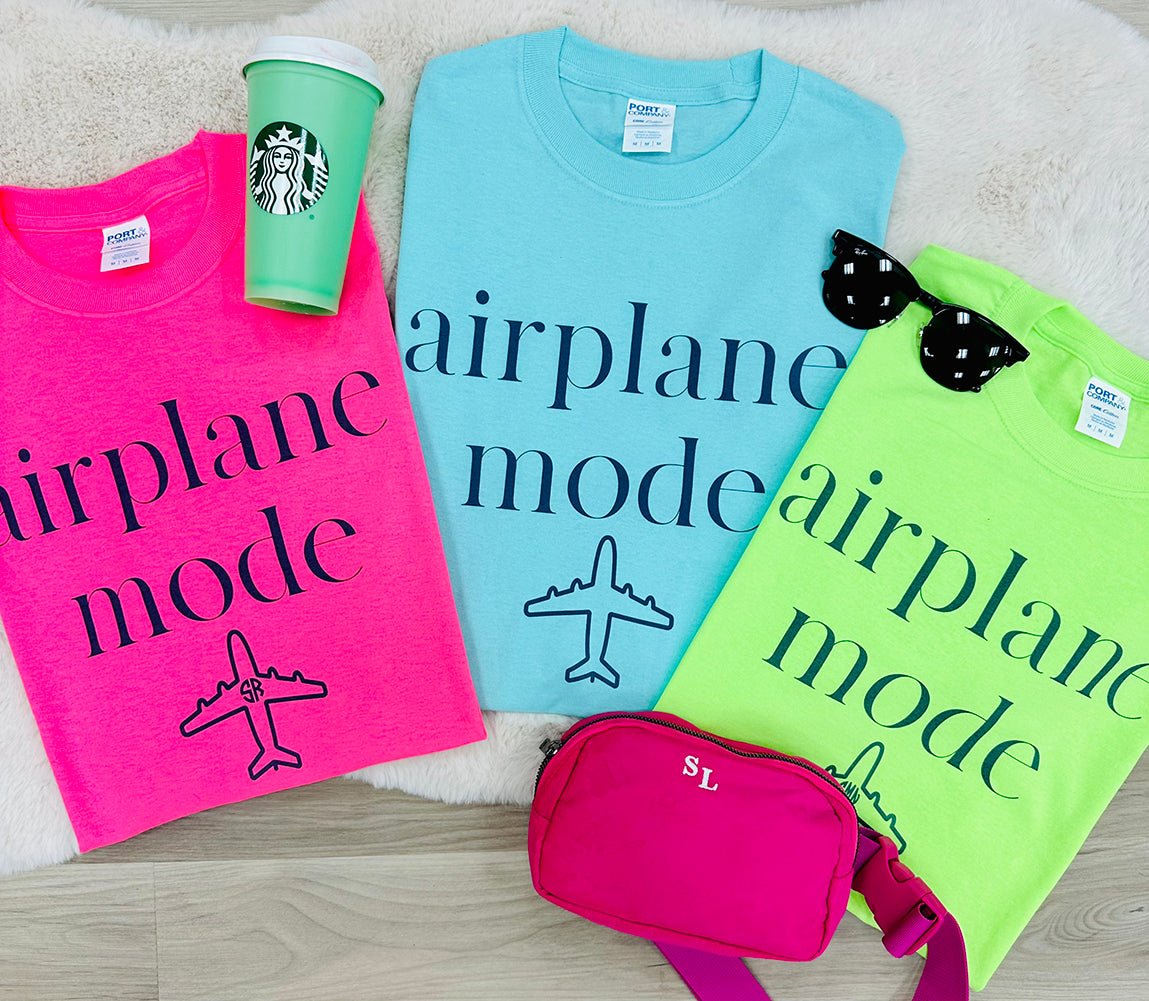 Monogrammed 'Airplane Mode' Basic T - Shirt - United Monograms