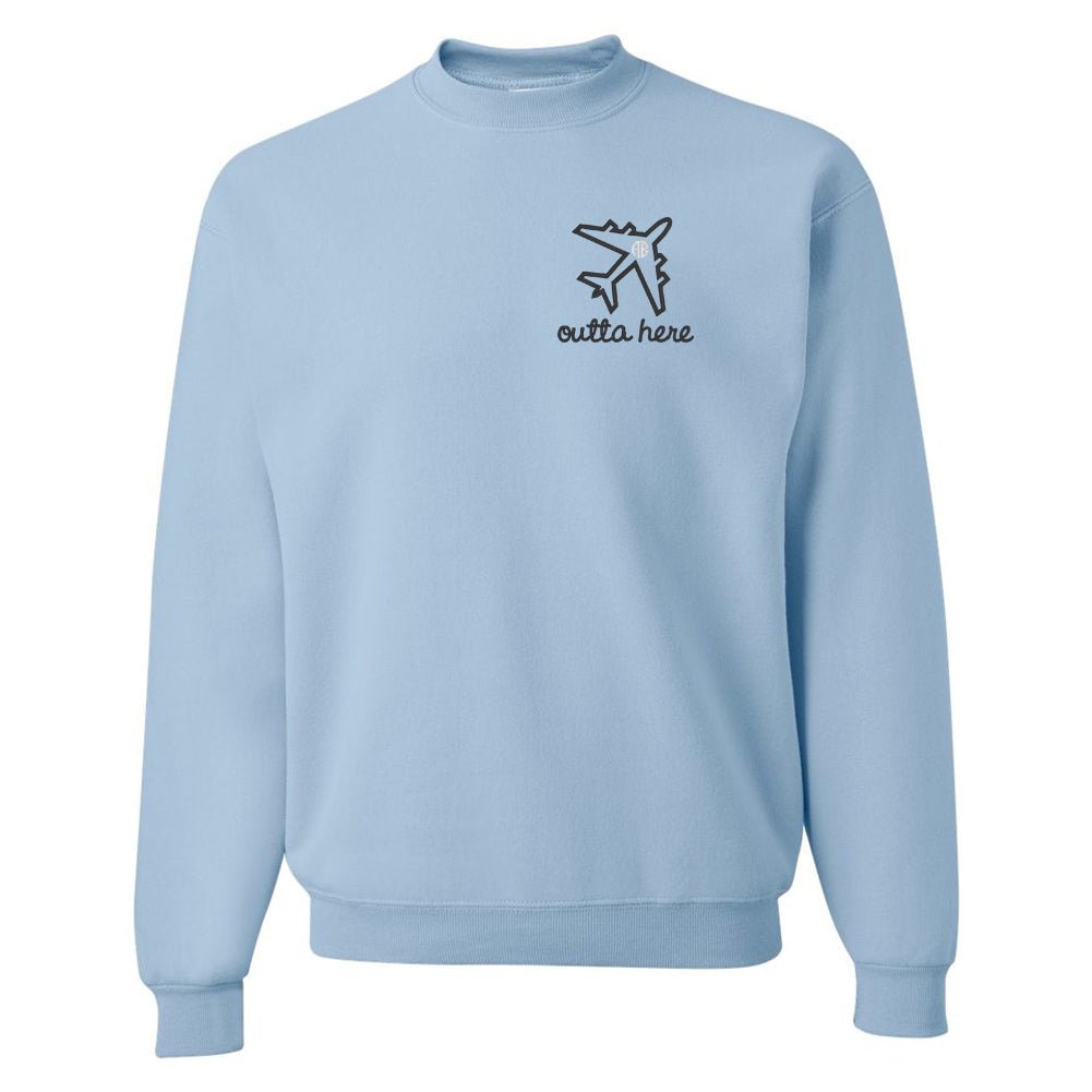 Monogrammed Airplane 'Outta Here' Crewneck Sweatshirt - United Monograms