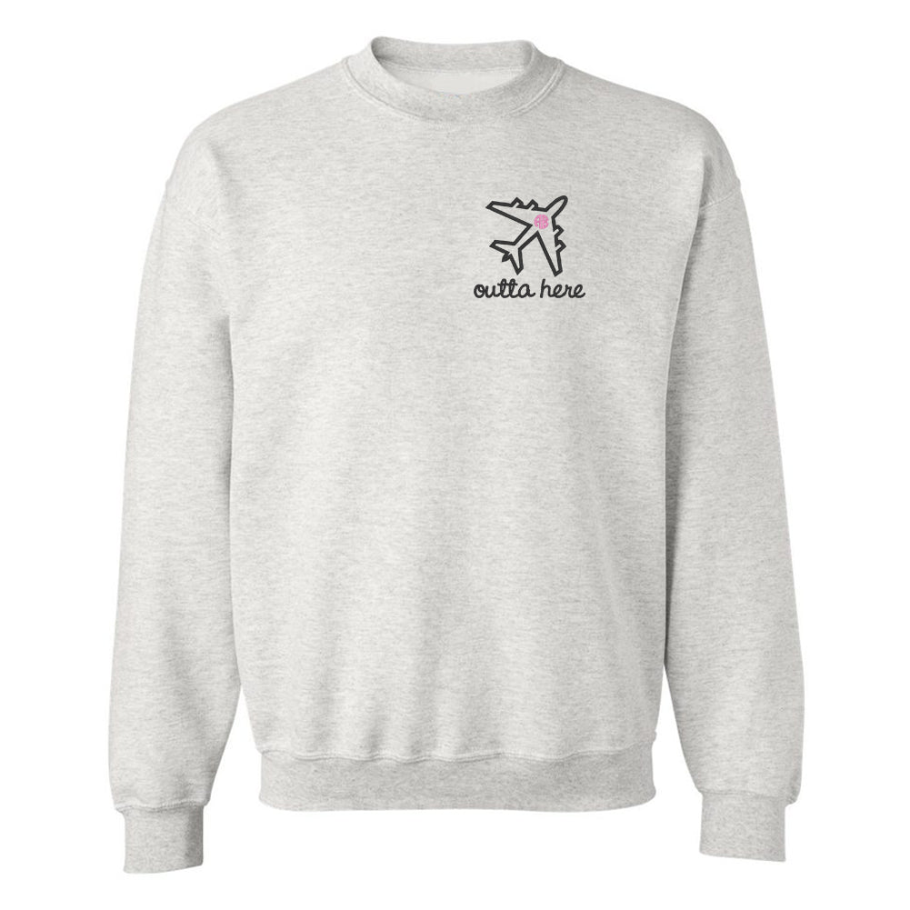 Monogrammed Airplane 'Outta Here' Crewneck Sweatshirt - United Monograms