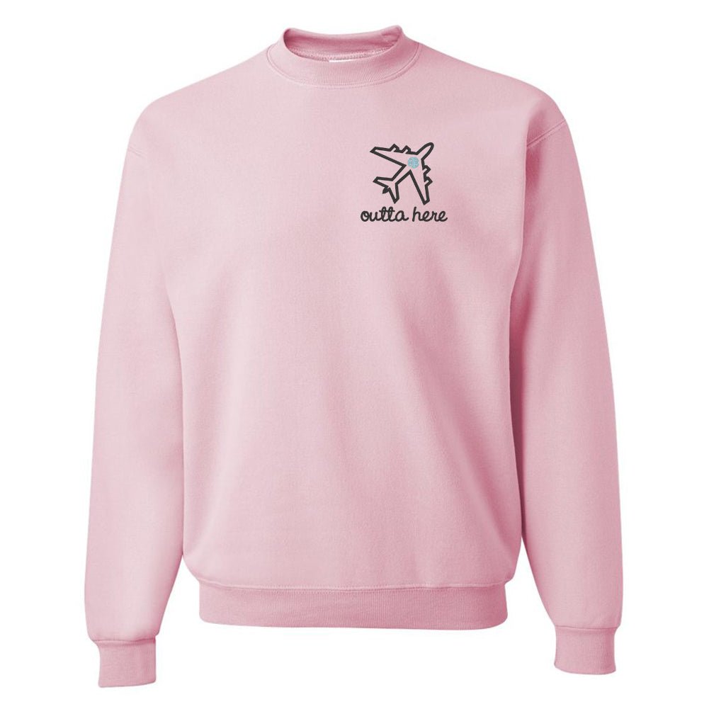 Monogrammed Airplane 'Outta Here' Crewneck Sweatshirt - United Monograms