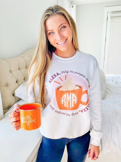 Monogrammed 'Alexa, Bring Me Pumpkin Spice' Crewneck Sweatshirt - United Monograms