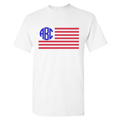 Monogrammed 'American Flag' Basic T-Shirt - United Monograms