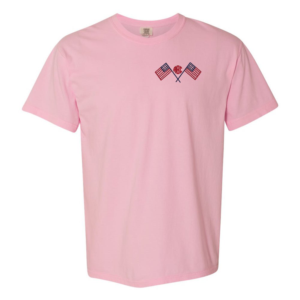 Monogrammed American Flag Comfort Colors T-Shirt - United Monograms
