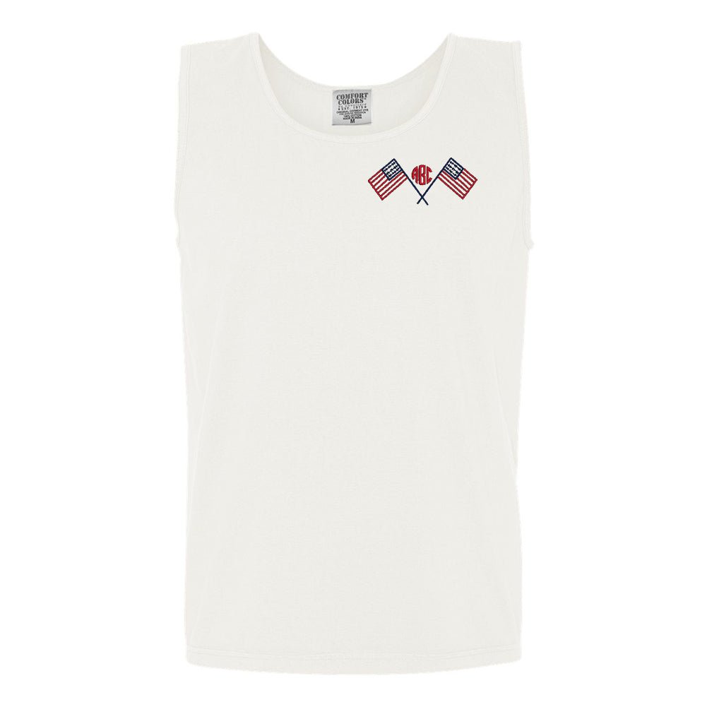 Monogrammed American Flag Comfort Colors Tank Top - United Monograms