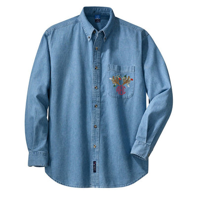 Monogrammed 'Antler Lights' Oversized Denim Shirt - United Monograms