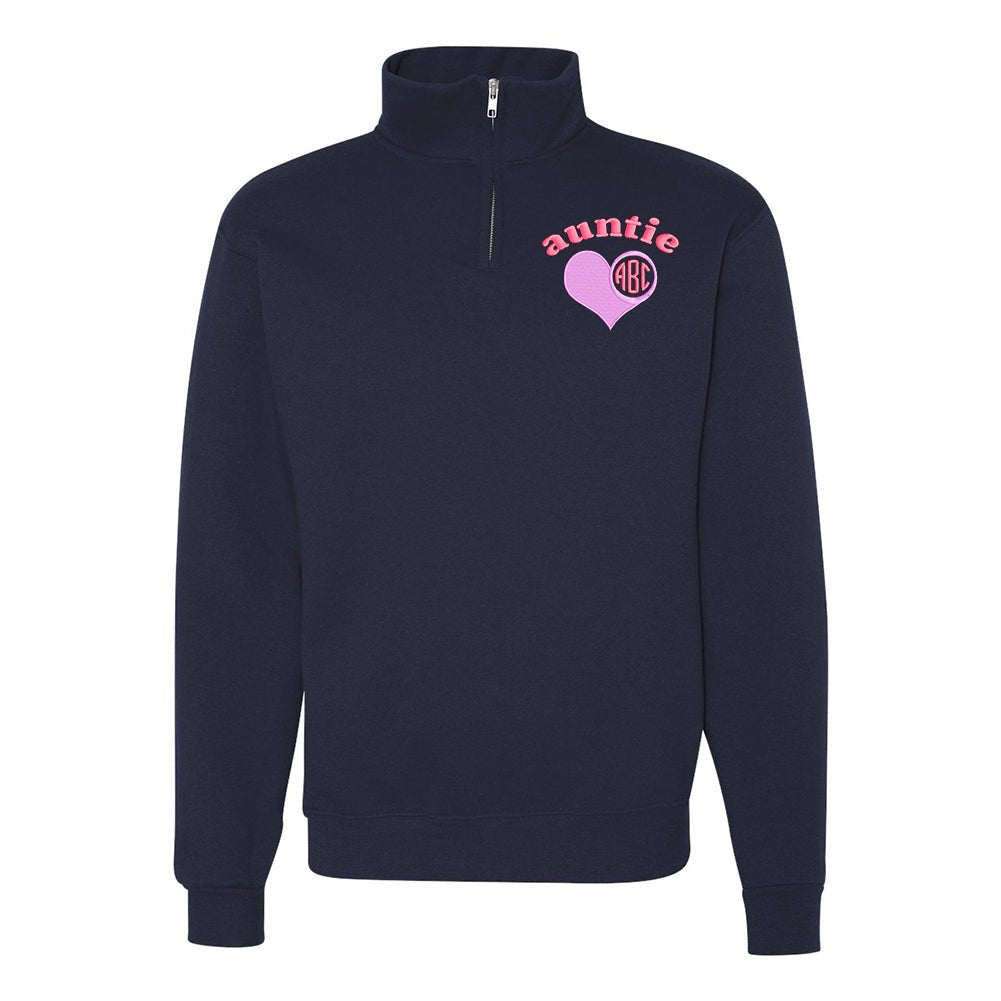 Monogrammed Auntie Quarter Zip Sweatshirt - United Monograms