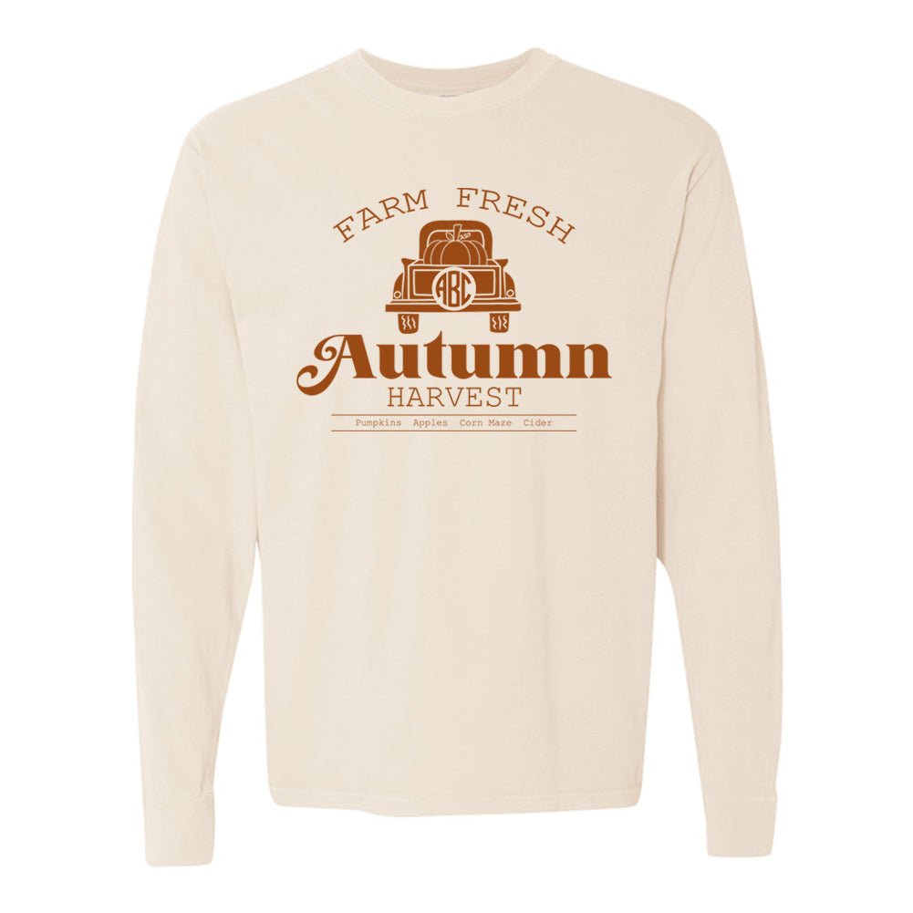 Monogrammed 'Autumn Harvest' Comfort Colors Long Sleeve T-Shirt - United Monograms