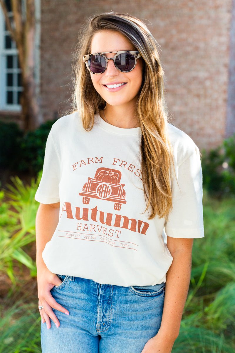 Monogrammed 'Autumn Harvest' Premium T-Shirt - United Monograms