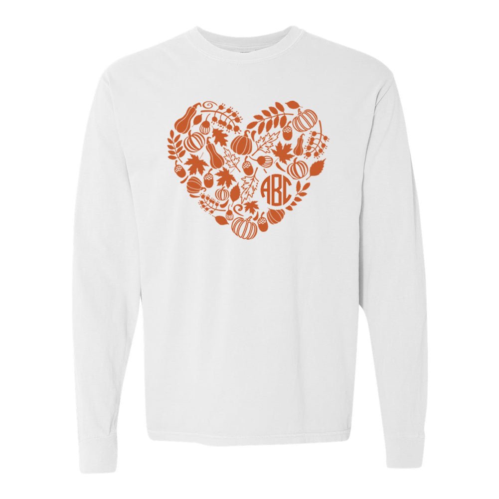 Monogrammed 'Autumn Heart' Long Sleeve T-Shirt - United Monograms