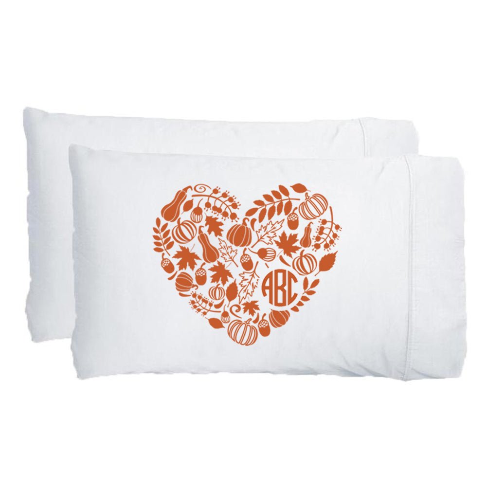 Monogrammed 'Autumn Heart' Pillowcase Set - United Monograms