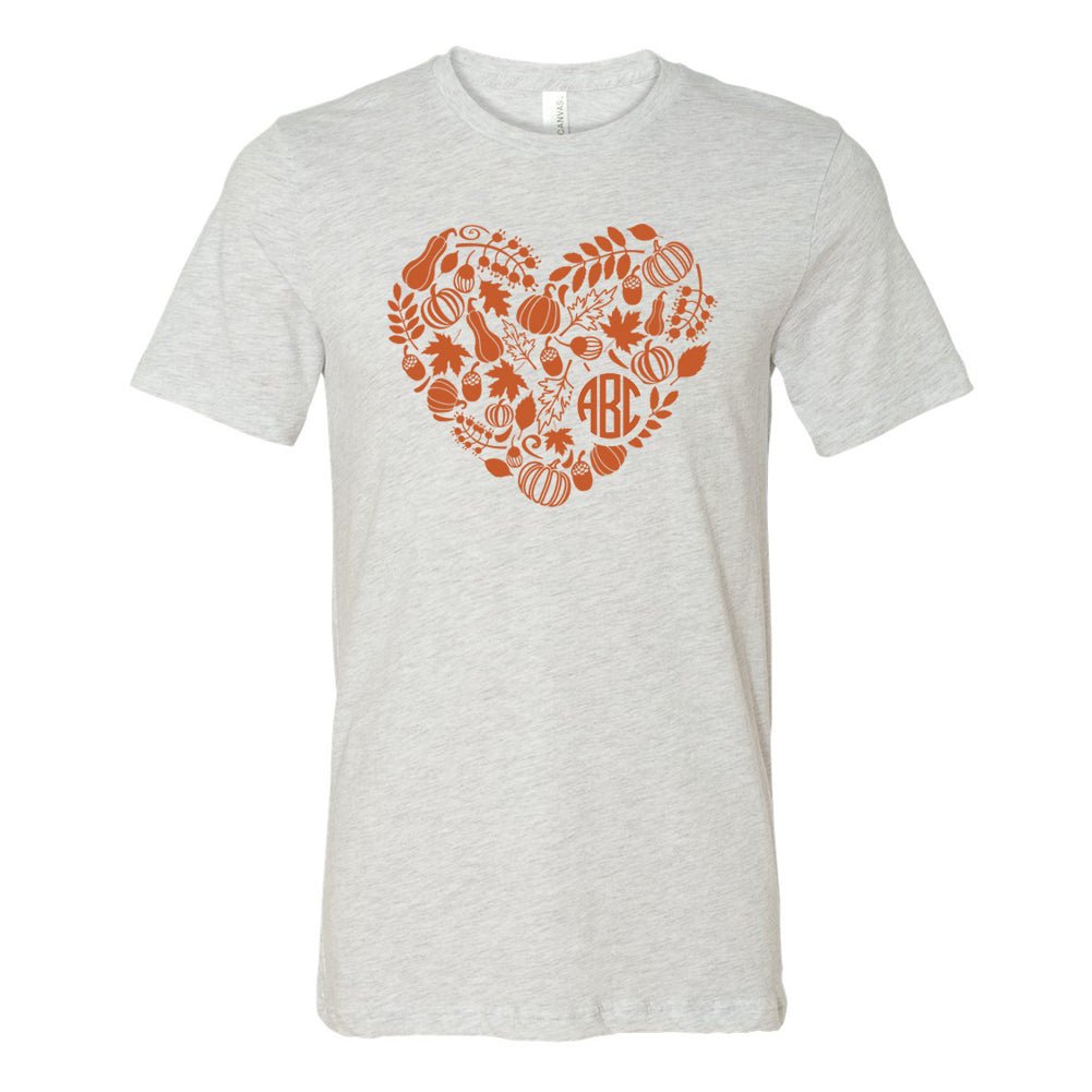 Monogrammed 'Autumn Heart' Premium T-Shirt - United Monograms