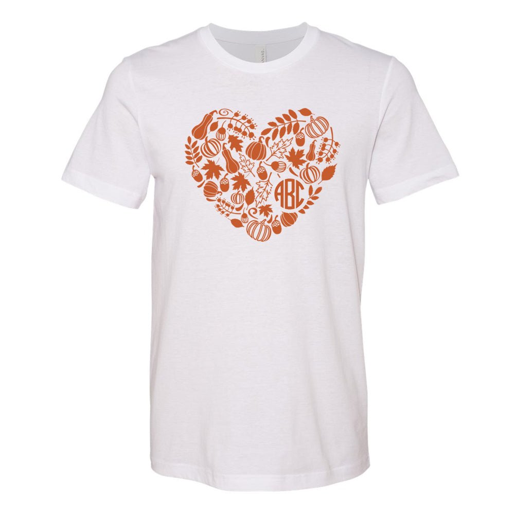 Monogrammed 'Autumn Heart' Premium T-Shirt - United Monograms