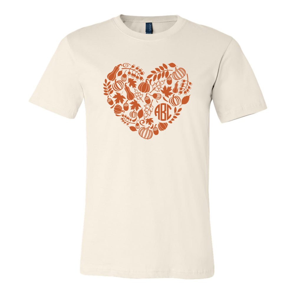 Monogrammed 'Autumn Heart' Premium T-Shirt - United Monograms