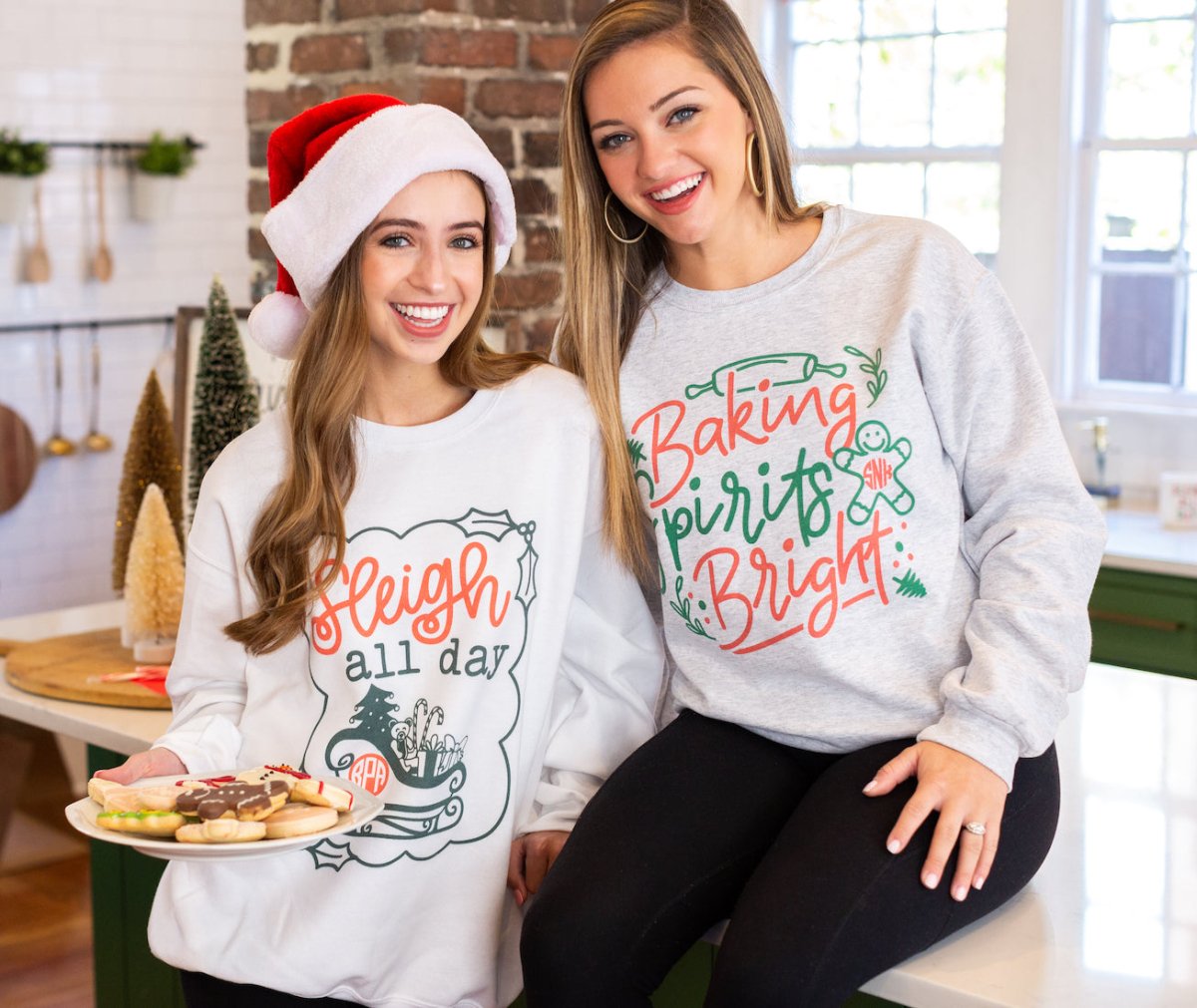 Monogrammed 'Baking Spirits Bright' Crewneck Sweatshirt - United Monograms