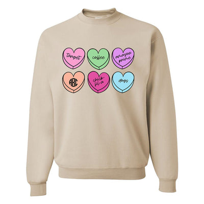 Monogrammed 'Basic Girl Candy Hearts' Crewneck Sweatshirt - United Monograms