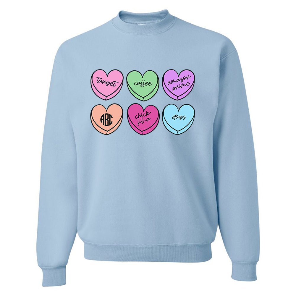 Monogrammed 'Basic Girl Candy Hearts' Crewneck Sweatshirt - United Monograms