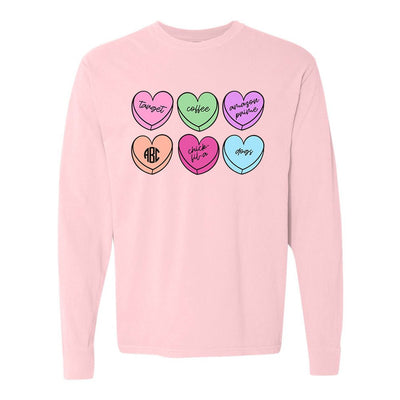 Monogrammed 'Basic Girl Candy Hearts' Long Sleeve T-Shirt - United Monograms