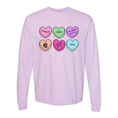 Monogrammed 'Basic Girl Candy Hearts' Long Sleeve T-Shirt - United Monograms