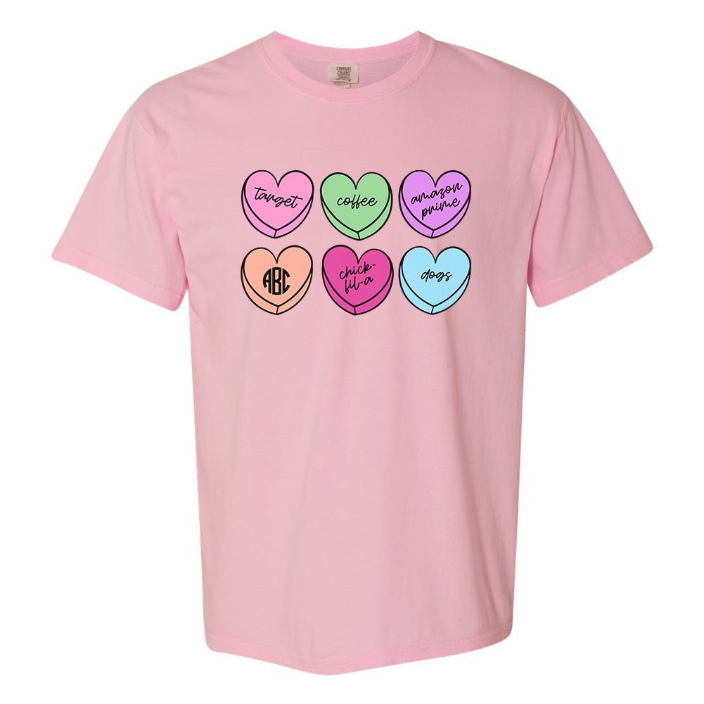 Monogrammed 'Basic Girl Candy Hearts' T-Shirt - United Monograms