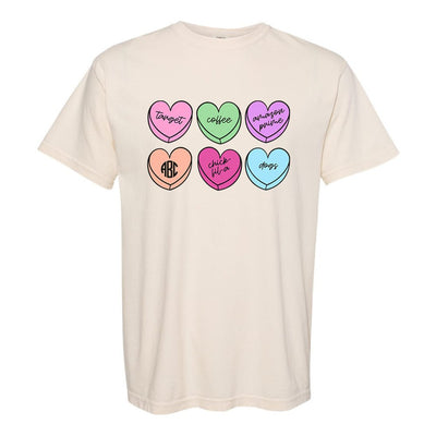 Monogrammed 'Basic Girl Candy Hearts' T-Shirt - United Monograms