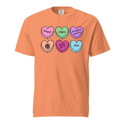 Monogrammed 'Basic Girl Candy Hearts' T-Shirt - United Monograms