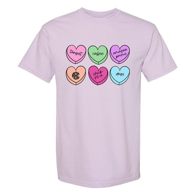 Monogrammed 'Basic Girl Candy Hearts' T-Shirt - United Monograms