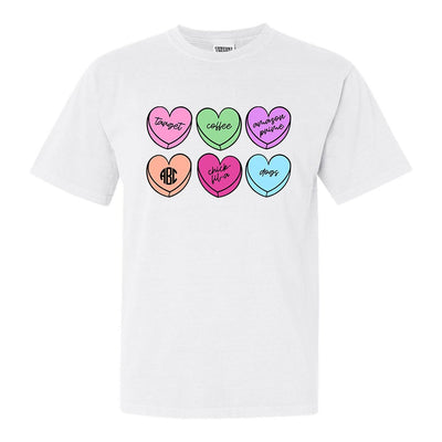 Monogrammed 'Basic Girl Candy Hearts' T-Shirt - United Monograms