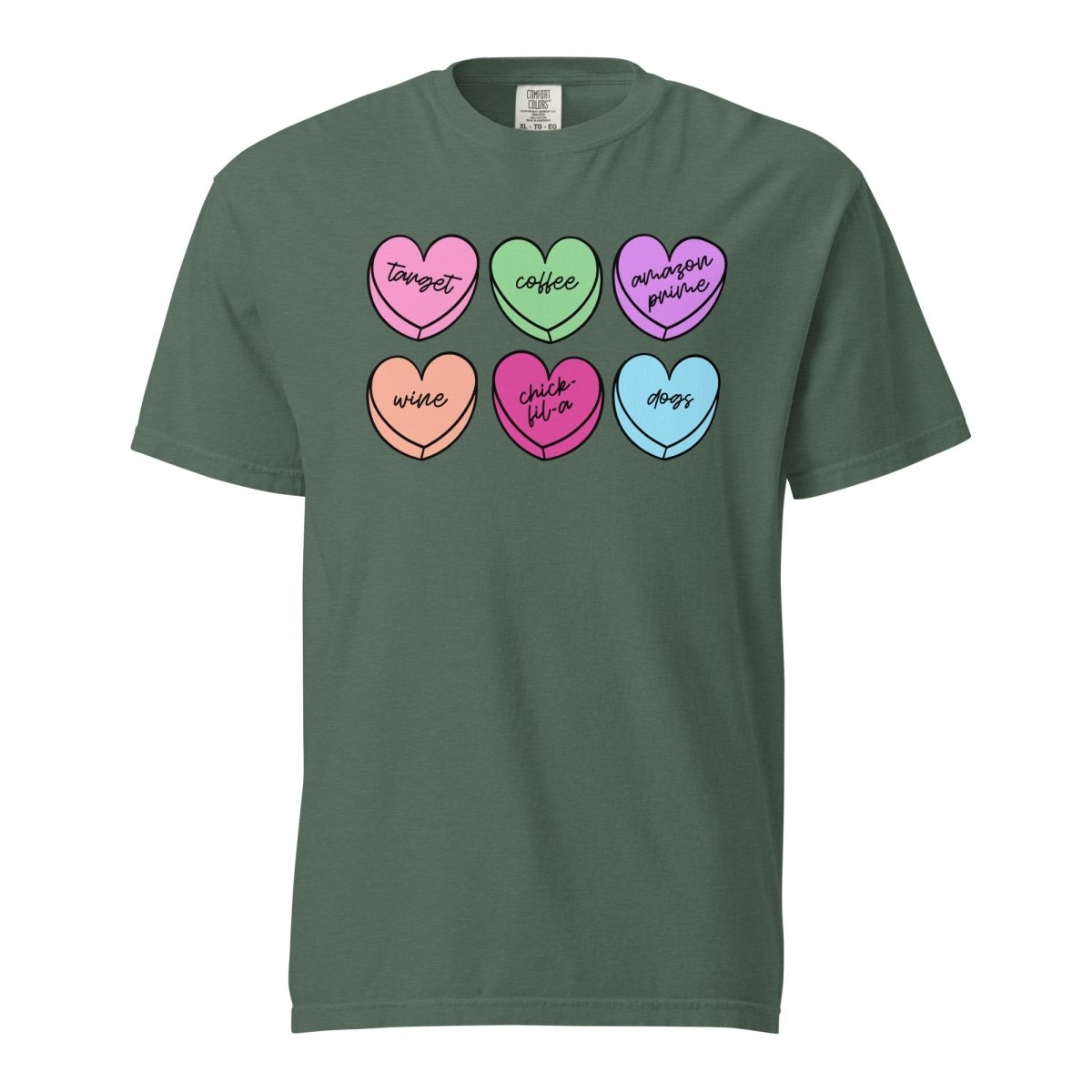 Monogrammed 'Basic Girl Candy Hearts' T-Shirt - United Monograms