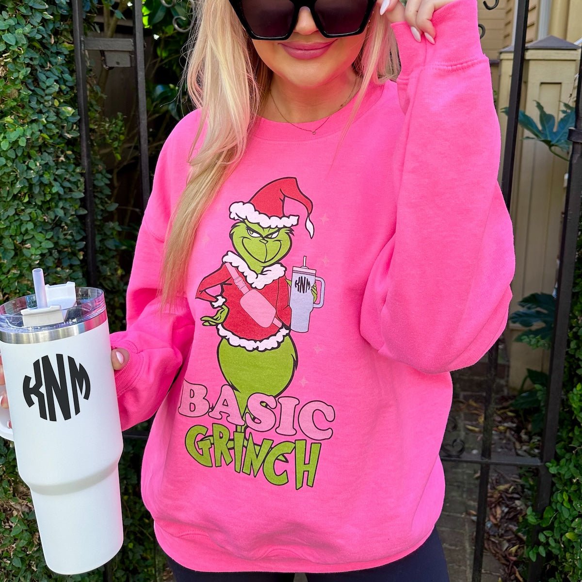 Monogrammed 'Basic Grinch' Crewneck Sweatshirt - United Monograms