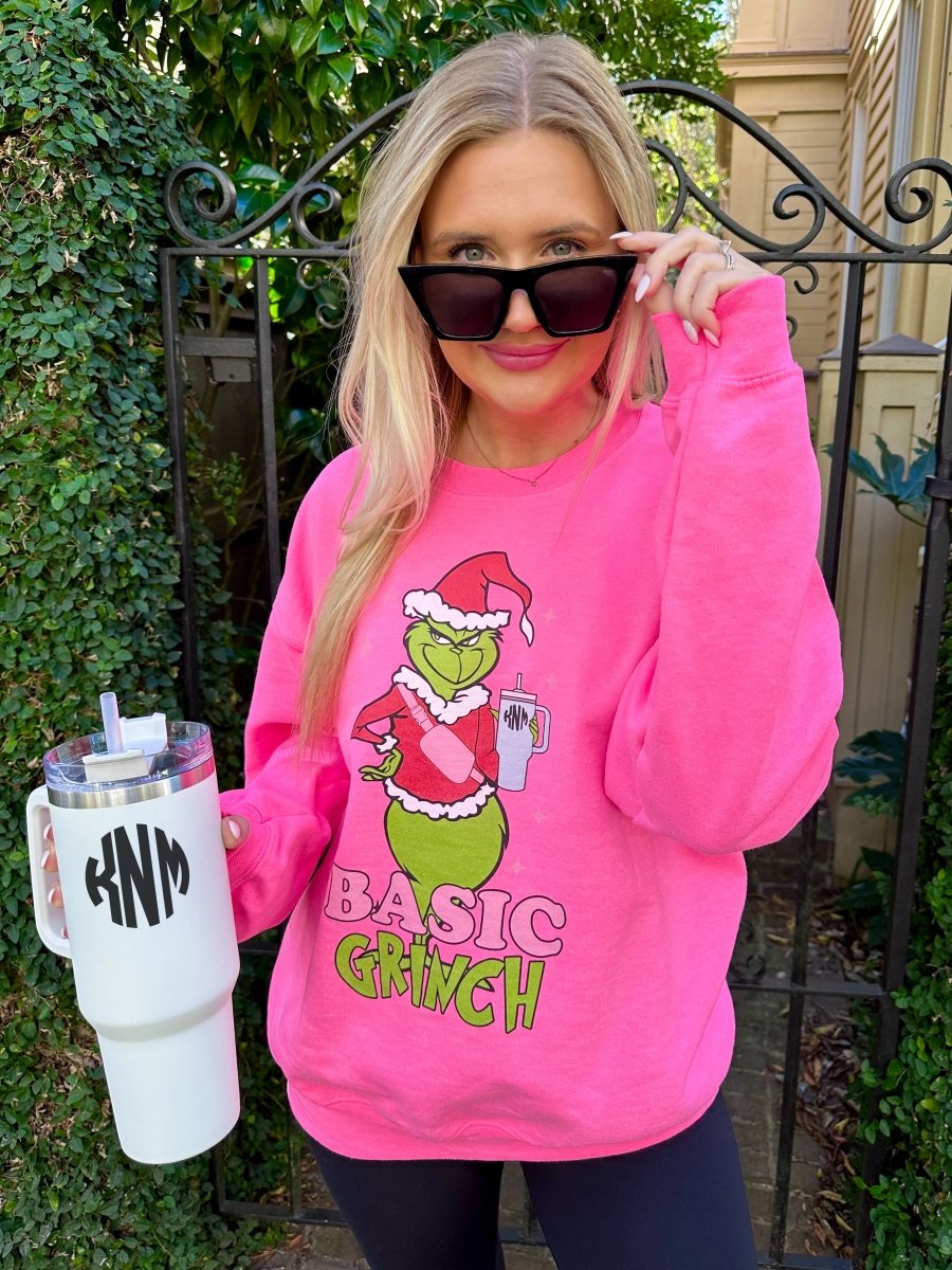 Monogrammed 'Basic Grinch' Crewneck Sweatshirt - United Monograms