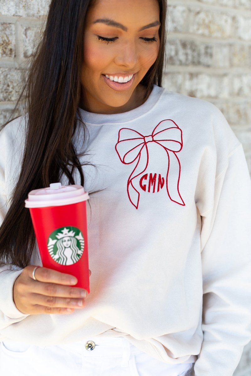 Monogrammed 'Big Bow' Crewneck Sweatshirt - United Monograms