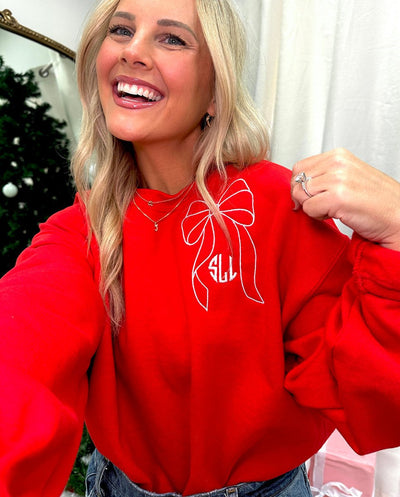 Monogrammed 'Big Bow' Crewneck Sweatshirt - United Monograms