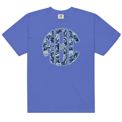 Monogrammed 'Blue & White Chinoiserie' Big Print T-Shirt - United Monograms