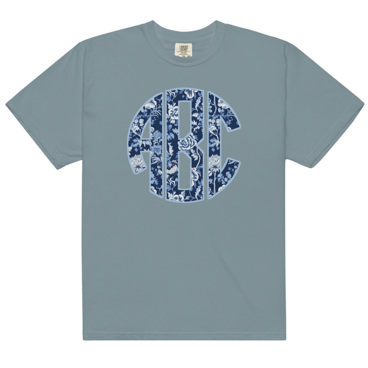 Monogrammed 'Blue & White Chinoiserie' Big Print T-Shirt - United Monograms