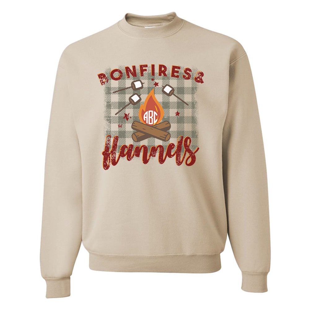 Monogrammed 'Bonfires & Flannels' Crewneck Sweatshirt - United Monograms
