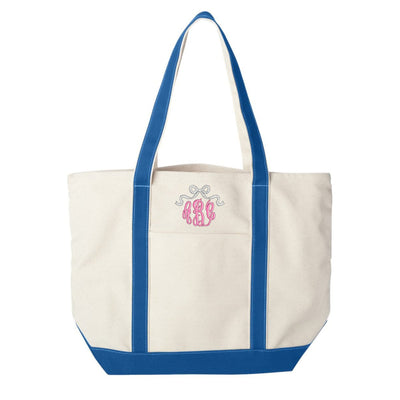 Monogrammed 'Bow' Canvas Boat Tote - United Monograms