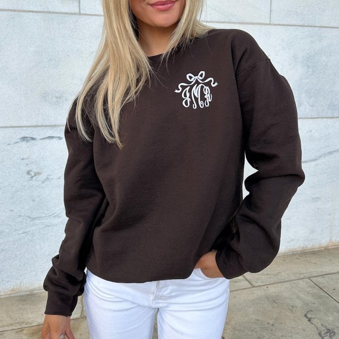 Monogrammed 'Bow' Crewneck Sweatshirt - United Monograms