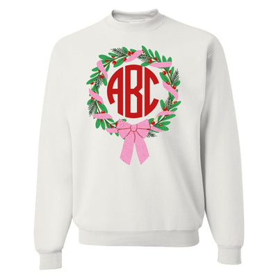 Monogrammed 'Bow Wreath' Crewneck Sweatshirt - United Monograms