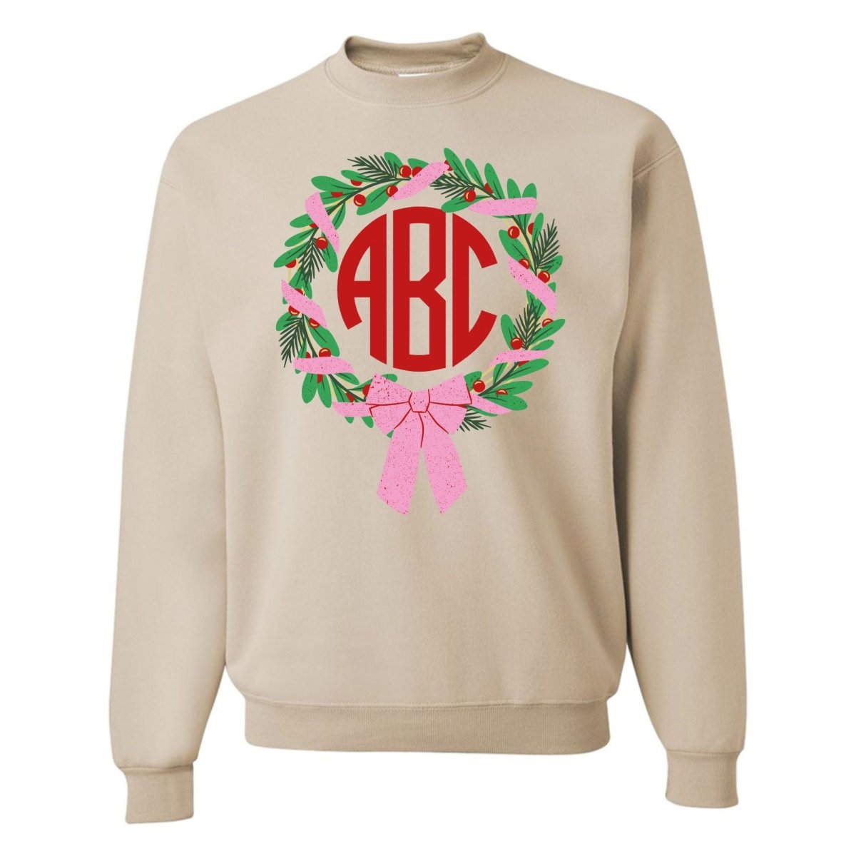 Monogrammed 'Bow Wreath' Crewneck Sweatshirt - United Monograms