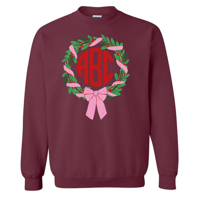 Monogrammed 'Bow Wreath' Crewneck Sweatshirt - United Monograms