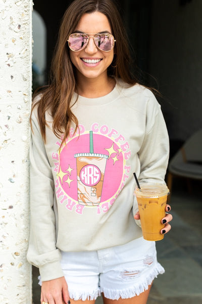 Monogrammed 'Bring Me Iced Coffee Please' Crewneck Sweatshirt - United Monograms