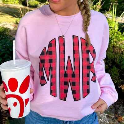 Monogrammed 'Buffalo Check' Big Print Crewneck Sweatshirt - United Monograms