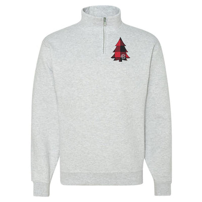 Monogrammed Buffalo Check Christmas Tree Quarter Zip Sweatshirt - United Monograms