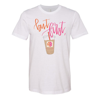 Monogrammed 'But First, Iced Coffee' Premium T-Shirt - United Monograms