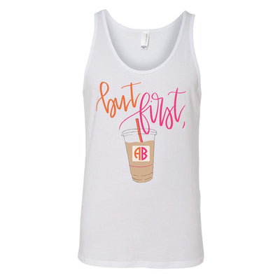 Monogrammed 'But First, Iced Coffee' Premium Tank Top - United Monograms