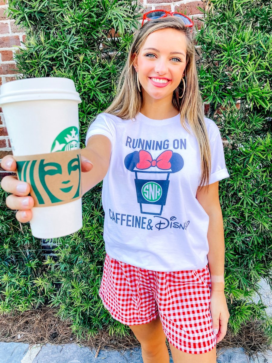 Monogrammed 'Caffeine & Disney' Basic T-Shirt - United Monograms